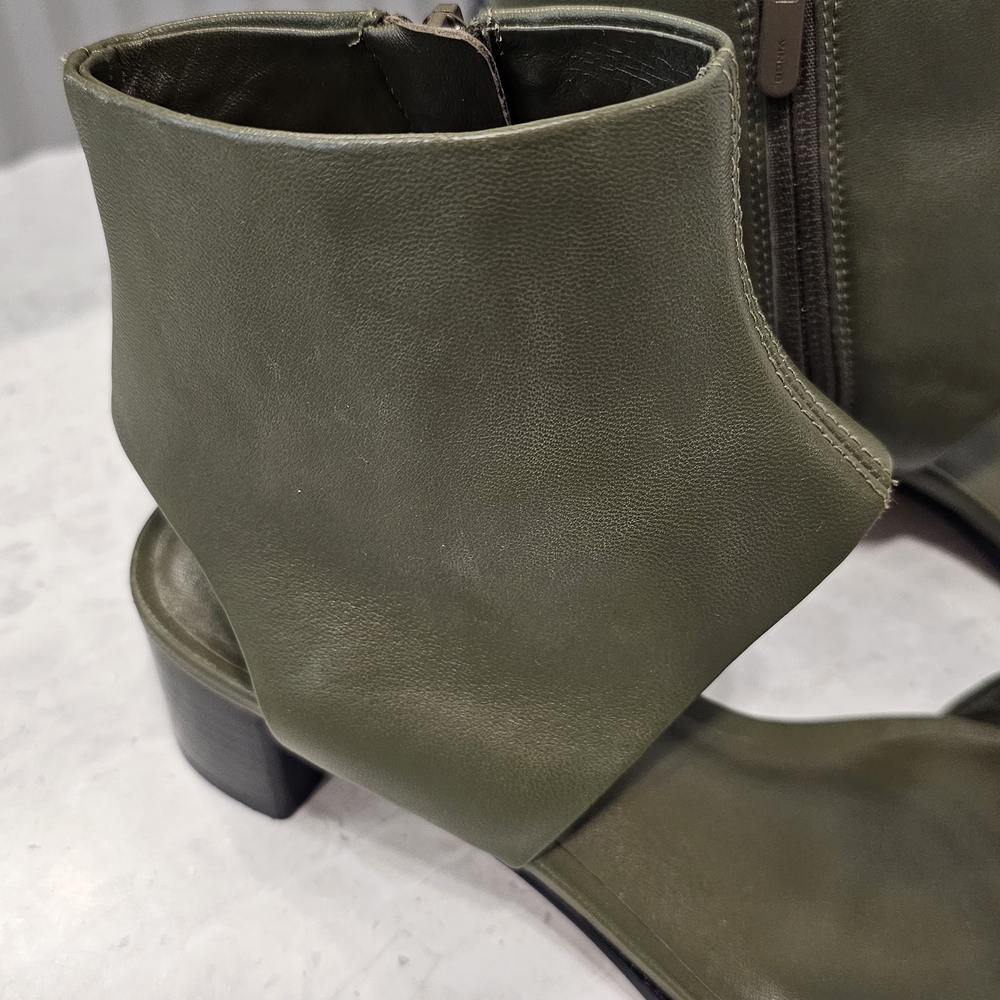 Vince Olive Green Open-Toe Block Heel Sandals - Picture 4 of 7